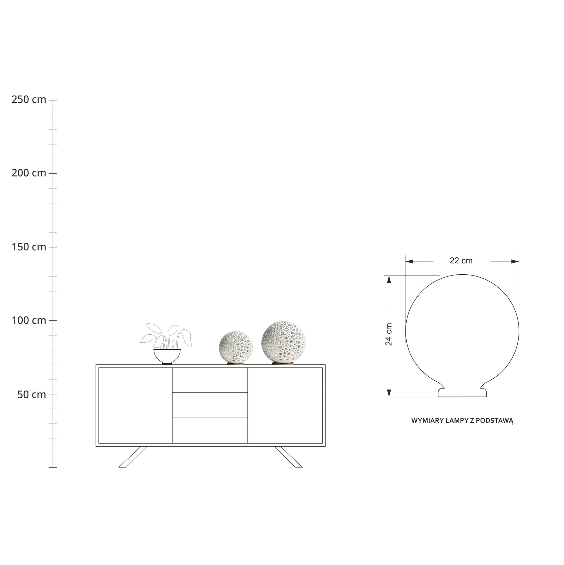 Lampa MOON Shadow z podstawą - projekcja światła